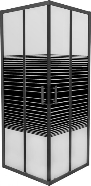 MEXEN - Rio sprchový kout čtverec 90 x 90, pruhy, černá 860-090-090-70-20