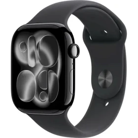 Apple Watch Series 11 GPS+Cellular 46mm Klavírně černé hliníkové tělo - Černý sportovní řemínek S/M / 140–190 mm (MFC24MP/A)