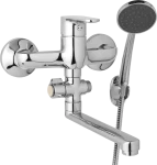 JB Sanitary Nástěnná umyvadlová a sprchová baterie TIRA, rozteč 150 mm, otočný přepínač, s příslušenstvím, ramínko 200 mm D10 37 01