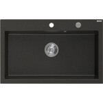 MEXEN - Elix granitový dřez 1-miska 800 x 500 mm, černá/zlatá metalik, sifon chrom 6527801005-75