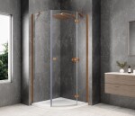 POLYSAN - GLOBE COPPER MATT čtvrtkruhový sprchový kout 900x900, čiré sklo, pravé GB2690RPG