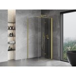 MEXEN/S - Mist-F sprchový kout skládací dveře pravá 85 x 85, transparent, zlato kartáčovaná 8A6T-085-085-55-00-P