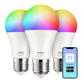 SMART žárovka Niceboy ION RGB, E27, 12W, barevná 3ks