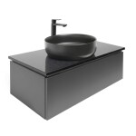 Koupelnová skříňka s kamennou krycí deskou a umyvadlem SAT Feel 100x30x46 cm antracit SATFEEL100ANTTKB SATFEEL100ANTTKB