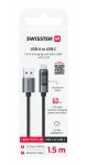 SWISSTEN Kabel USB-A na USB-C s LCD displejem 1.5m černá / 60W / USB-A (M) / USB-C (M) (71551072)