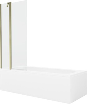 MEXEN/S - Vega obdélníková vana 160 x 70 cm s panelem + vanová zástěna 80 cm, transparent, zlatá 550116070X9408115000