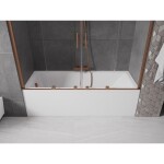 MEXEN/S - Velar Duo Dvoukřídlá posuvná vanová zástěna 170 x 150, transparent, kartáčovaná měď 896-170-000-02-65