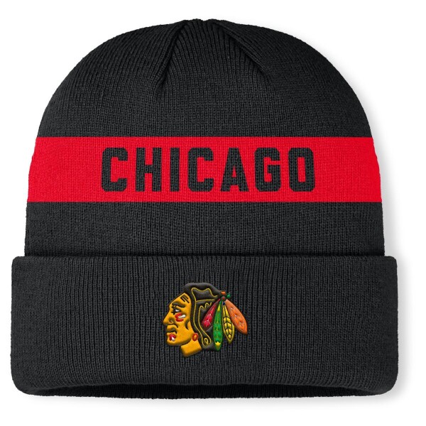 Fanatics Pánská zimní čepice Chicago Blackhawks NHL Authentic Pro A/Cap Cuffed Beanie