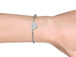 Royal Fashion stříbrný pozlacený náramek Swarovski Srdce DBS0098-WG