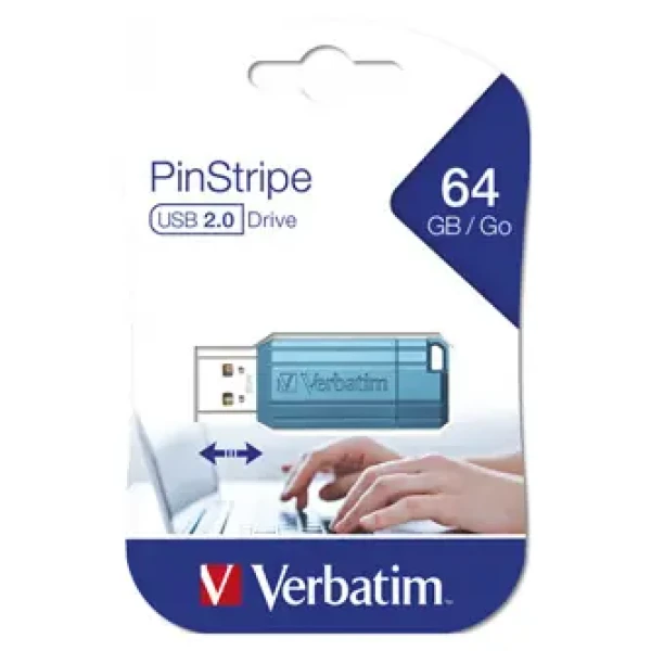 Verbatim Store 'n' Go PinStripe 64GB modrá / Flash disk / USB 2.0 / čtení 12 MB/s / zápis 5 MB/s (49961)