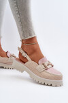 Dámské sandály na ploché podrážce s ozdobou béžové D&A MR38-656 38