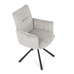 Židle jídelní, krémová manšestrová látka, 360° vratný mechanismus, černý kov