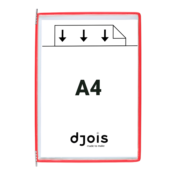 Djois závěsný rámeček kapsou, A4, otevřený shora, červené, 10 ks