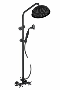 SLEZAK-RAV - Vodovodní baterie sprchová MORAVA RETRO s hlavovou a ruční sprchou, Barva: černá matná, Rozměr: 150 mm MK181.5/7CMAT