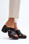 Zazoo 40373 Kožené sandály na podpatku černé 38