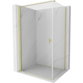 MEXEN/S - Mist-B sprchový kout dveře křídlové 90 x 75, transparent, zlato kartáčovaná 8A2T-090-075-55-00