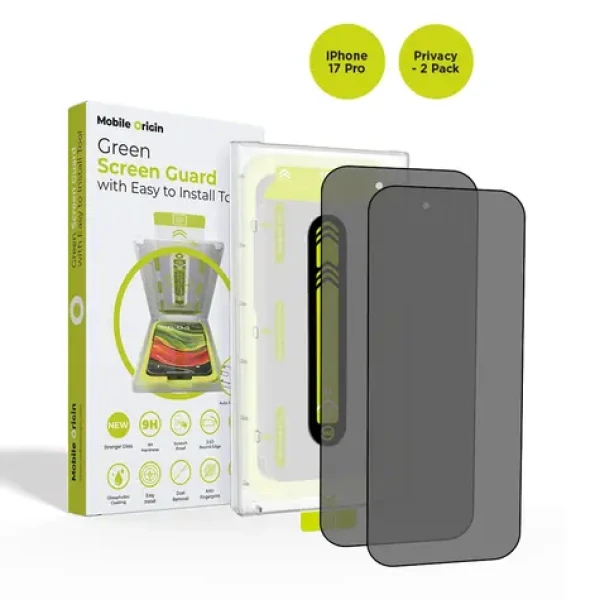 Mobile Origin Screen Guard s aplikátorem pro Apple iPhone 17 Pro / 2 kusy / Privátní sklo (SGA-FP-i17Pro-2pk)