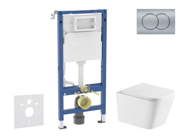 GEBERIT - Duofix Set předstěnové instalace, klozetu Arkas I a sedátka softclose, tlačítko Delta01, matný chrom SANI11CA2117