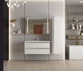 Erga Hana, zrcadlová galerka s LED osvětlením 100x70cm s integrovanou zásuvkou, bílá, ERG-V05-HANA-1070-WH