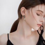 Náušnice s perlou a zirkony Estafania - motýl, Černá Bílá