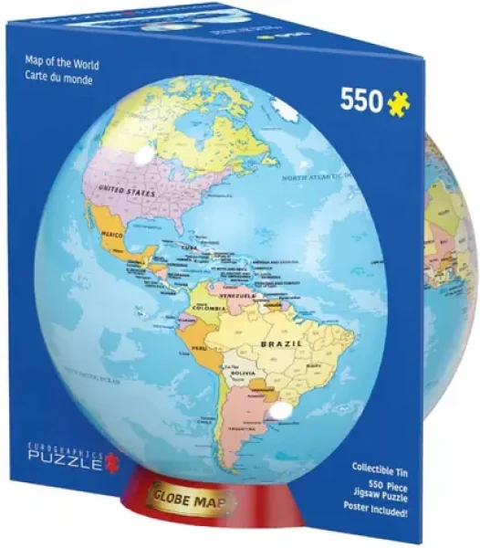 EUROGRAPHICS Puzzle Mapa světa v plechové krabičce