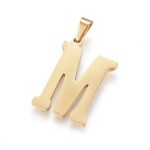 Sada přívěsku a náušnic z nerezové oceli - písmeno - zlatá - 20 ~ 23 mm x 13 ~ 19 mm - 1 ks Písmena: E