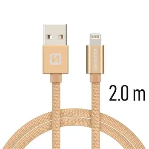 Swissten 71523304 USB 2.0 typ A na Lightning, USB 2.0, zástrčka A - zástrčka Lightning, opletený, 2m, zlatý