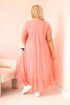 Dámské šaty plus size s krátkým rukávem a volánem z lehké viskózy růžová UNI