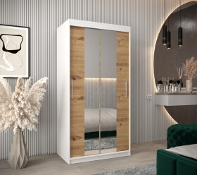 Šatní skříň Abi T1 Barva korpusu: Bílá, Rozměry: 100 cm, Dveře: Dub artisan
