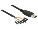 DeLock USB TTL kabel / Kabel / 6pin pinheader – USB-A / 1,8 m / 3,3 V / černá (83787)