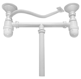 AQUALINE - Dřezový sifon pro dvojdřez, včetně pilety, bílá NDAQ211