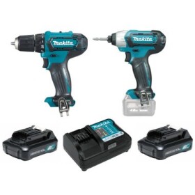 Makita CLX224X / Sada Aku nářadí: Šroubovák DF333 + rázový utahovák TD110 + DC10WD + 2x Aku 12|1.5Ah (CLX224X)