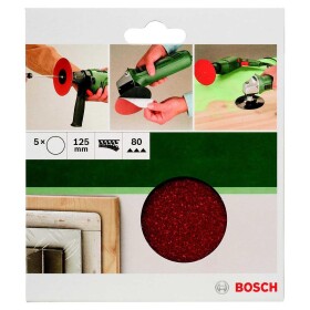 Bosch Accessories 2609256B44 brusný papír pro brusné kotouče bez otvorů Zrnitost 80 (Ø) 125 mm 5 ks