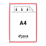 Djois závěsný rámeček kapsou, A4, otevřený shora, červené, 10 ks