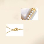 Ocelový náhrdelník Josiane - perleť a zirkony, Zlatá 39 cm + 7 cm (prodloužení)