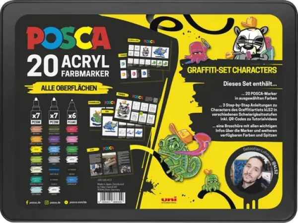 POSCA Graffiti / Akrylový popisovač / sada 20 ks / etue (186830)