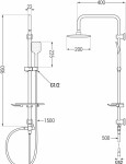 MEXEN/S - T62 černá sprchový sloup 798626293-70