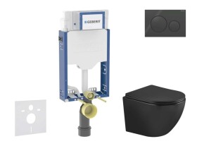 GEBERIT - Kombifix Set předstěnové instalace, klozetu Oudee a sedátka softclose, tlačítko Sigma20, černá lesk/černá mat SANI15CA5507