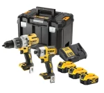 DeWalt XR Startovací sada 18V / Aku sada příklepové vrtačky a rázového utahováku / 3x aku 5,0 Ah / kufr TSTAK VI (DCK276P3T)