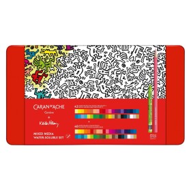 Caran d'Ache, CC3000.023, Mixed media Keith Haring, sada výtvarných potřeb pro akvarel, 82 ks