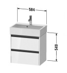DURAVIT - Ketho.2 Umyvadlová skříňka 55x58x39 cm, 2 zásuvky, lesklá bílá K25273022220000