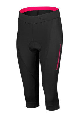Dámské cyklistické kraťasy ETAPE SARA 2.0 3/4 s vložkou, černá/růžová (protiskluzové silikonové zakončení nohavic Fit+™, velikost L)