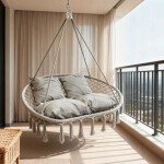 Závěsné křeslo, čapí hnízdo pro 2 osoby - 320 kg svetlá sivá