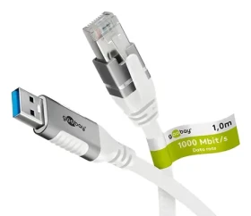 Goobay 74163 bílá / Adaptérový kabel / USB-A 3.2 Gen1 na RJ-45 / Cat.6 / 1 Gbit/s / 10 m (74163)