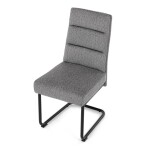 Židle jídelní, taštičkové pružiny v sedáku, madlo na opěráku, světle šedá látka, černý kov