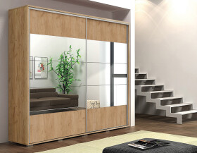 Šatní skříň Ska A17 XL Barva korpusu: Čokoláda, Rozměry: 150 cm, Dveře: Dub - Craft zlatý