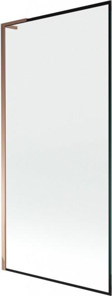 MEXEN/S - Next L vanová zástěna FIX 90 x 150, černá vzor, růžové zlato 895-090-000-03-70-60