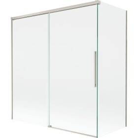 MEXEN/S - Rox vanová zástěna 2-křídlová posuvná 150 + 70 x 150, transparent, nikl kartáčovaný 8C9-150-070-97-00
