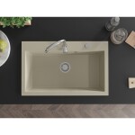 MEXEN - Elix granitový dřez 1-miska 800 x 500 mm, béžový, sifon chrom 6527801005-69