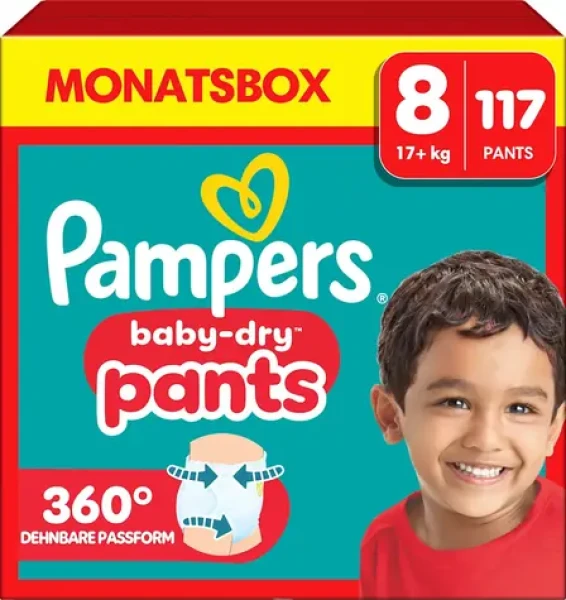Pampers Baby Dry Pants XL 17+kg (117 ks) / plenkové kalhotky / velikost 8 (17+kg) (8006540711385)